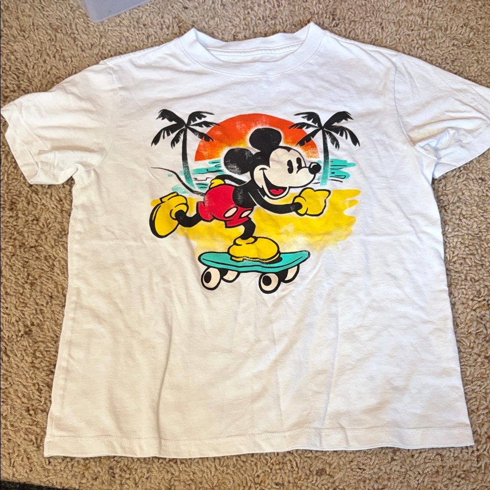 Disney Celebrate Together Boys White Shirt with Micky Mouse Decal size Small